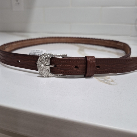 Kids 24"  Beaded Full Grain  Leather Belt. - Picture 2 of 3